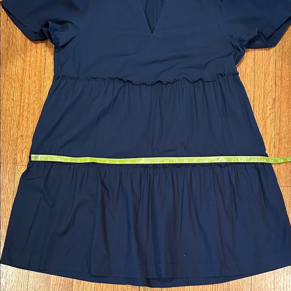Navy Tiered Ruffle Neck Short Sleeve Dress Size Medium - Picture 16 of 16